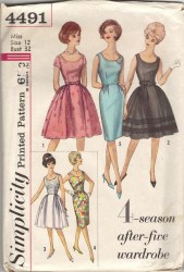 4491 1960S SLIM-FLARE SLVS OR NOT DRESS PATTERN 12 32